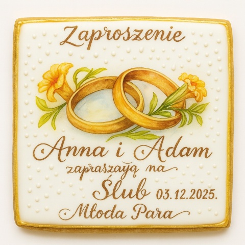 Ciastko lukier Ślub Zaproszenie  Zaręczyny Elegancji Personalizuj