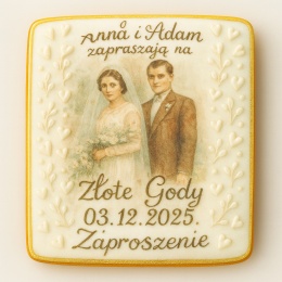 Ciastko lukier Ślub Zaproszenie  Złote Gody Personalizuj