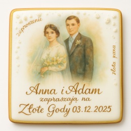 Ciastko lukier Ślub Zaproszenie  Złote Gody Personalizuj
