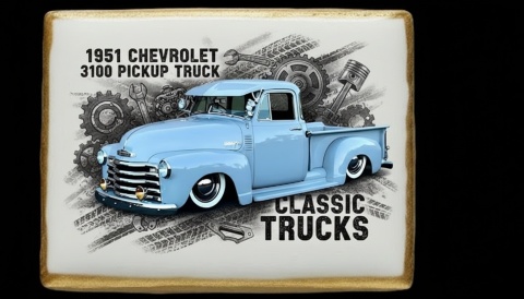 Ciastko lukier Auto Fan PASJA 1951 Chevrolet 3100 Pickup Truck