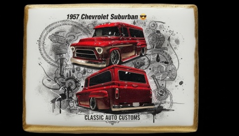 Lukrowane Ciastko Prezent MOTO Fana 1957 Chevrolet Suburban AUTO dla Mężczyzny