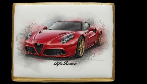 Ciastko lukier Auto Fan PASJA  Alfa Romeo w Ruchu