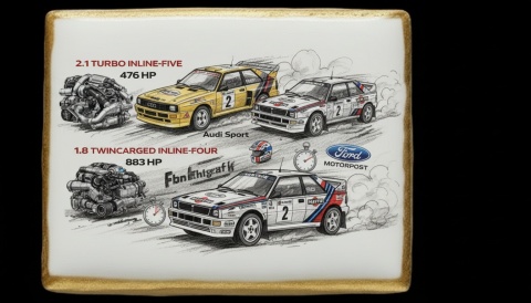 Ciastko lukier Auto Fan PASJA Audi Sport vs Ford Motorsport