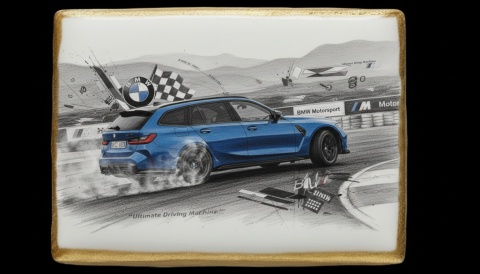 Lukrowane Ciastko Prezent MOTO Fana BMW w Dynamice AUTO dla Mężczyzny