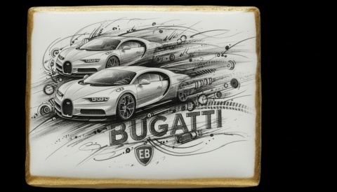 Ciastko lukier Auto Fan PASJA Bugatti w Ruchu