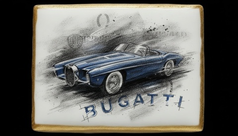 Ciastko lukier Auto Fan PASJA Bugatti w Ruchu