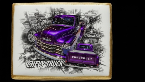 Lukrowane Ciastko Prezent MOTO Fana CHEVY TRUCK AUTO dla Mężczyzny