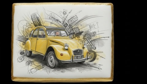Lukrowane Ciastko Prezent MOTO Fana Citroën 2CV na Bakegramie AUTO dla Mężczyzny
