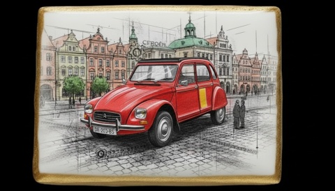 Lukrowane Ciastko Prezent MOTO Fana Citroën 2CV w Ruchu AUTO dla Mężczyzny