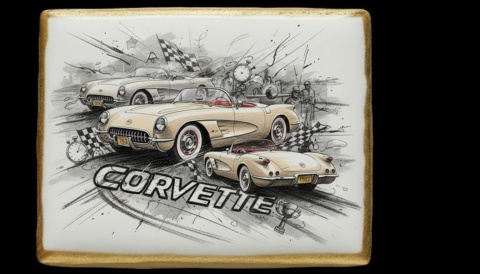 Ciastko lukier Auto Fan PASJA Corvette na Ciasteczku