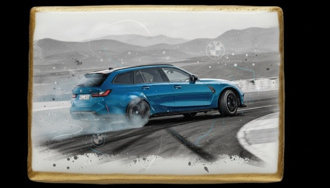 Ciastko lukier Auto Fan PASJA Dynamiczny Błękit na Torze