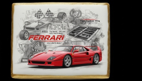 Ciastko lukier Auto Fan PASJA Ferrari F40
