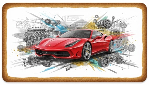 Ciastko lukier Auto Fan PASJA Ferrari w Dynamicznym Ruchu
