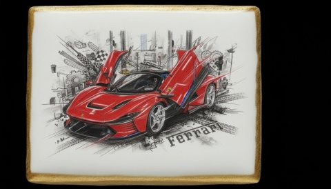 Ciastko lukier Auto Fan PASJA  Ferrari w Działaniu