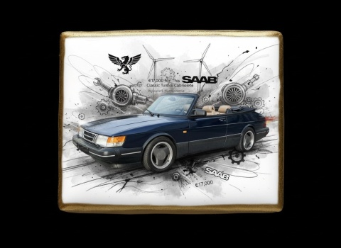 Ciastko lukier Auto Fan PASJA  Klasyczny Saab Cabriolet