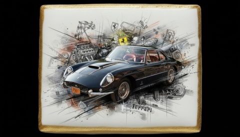 Ciastko lukier Auto Fan PASJA Legendarne Ferrari w Ruchu