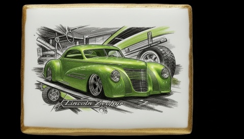 Lukrowane Ciastko Prezent MOTO Fana Lincoln Zephyr AUTO dla Mężczyzny