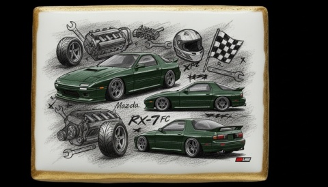 Lukrowane Ciastko Prezent MOTO Fana Mazda RX7 FC AUTO dla Mężczyzny