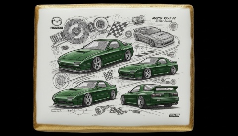 Ciastko lukier Auto Fan PASJA  Mazda RX7 FC