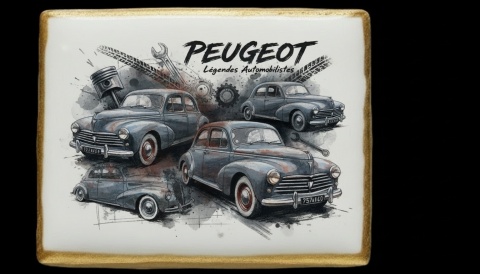 Ciastko lukier Auto Fan PASJA PEUGEOT  LEGENDY MOTORYZACJI