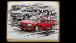 Ciastko lukier Auto Fan PASJA Peugeot Sport 205 GTI