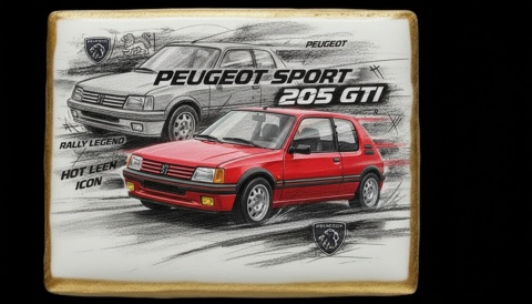 Ciastko lukier Auto Fan PASJA Peugeot Sport 205 GTI