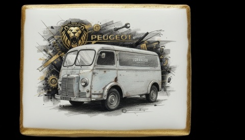 Ciastko lukier Auto Fan PASJA  Peugeot na Ciasteczkowym Telegramie