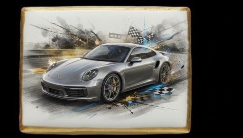 Ciastko lukier Auto Fan PASJA Porsche 911 Turbo w Akcji