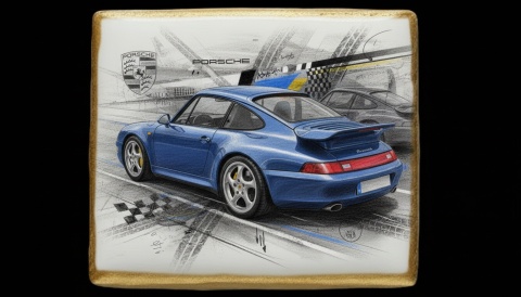 Ciastko lukier Auto Fan PASJA Porsche Dynamiczny na Grafikowym Tle