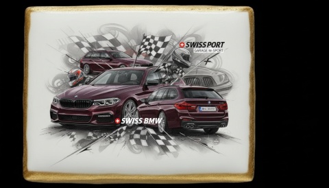 Lukrowane Ciastko Prezent MOTO Fana SWISS BMW AUTO dla Mężczyzny