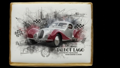 Ciastko lukier Auto Fan PASJA Talbot Lago  Klasyczna Elegancja w Ruchu