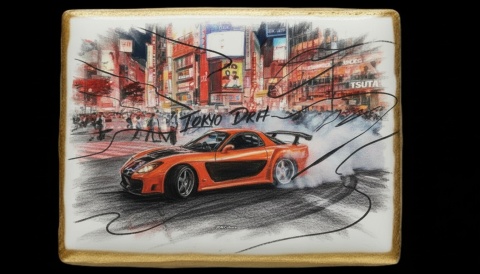 Ciastko lukier Auto Fan PASJA  Tokyo Drift Bakegram
