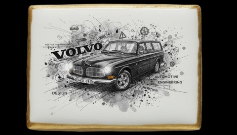 Lukrowane Ciastko Prezent MOTO Fana Volvo Vibes Bakegram AUTO dla Mężczyzny