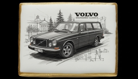 Lukrowane Ciastko Prezent MOTO Fana Volvo w Klasycznym Stylu AUTO dla Mężczyzny