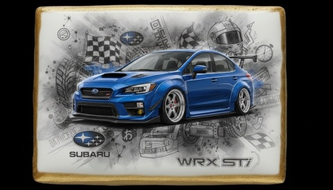 Ciastko lukier Auto Fan PASJA WRX STi  Niebieska bestia prędkości
