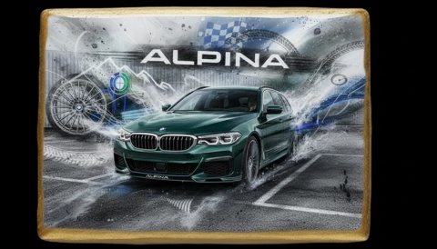 Lukrowane Ciastko Prezent MOTO Fana Alpina w Pełnym Biegu AUTO dla Mężczyzny