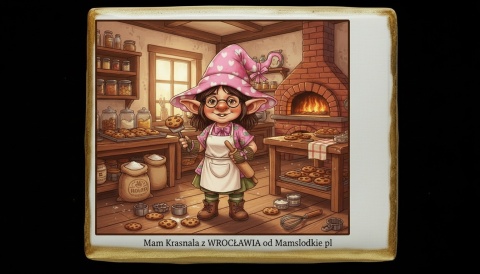 Ciastko lukier Pamiątka  Bakegram Krasnal Ciasteczkowy Turysta z Wrocławi