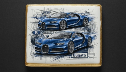 Ciastko lukier Auto Fan PASJA  Bugatti w Ruchu