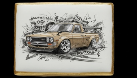 Lukrowane Ciastko Prezent MOTO Fana Datsun Drift King AUTO dla Mężczyzny