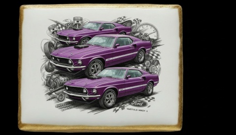 Ciastko lukier Auto Fan PASJA FORD MUSTANG MACH 1