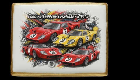 Ciastko lukier Auto Fan PASJA Ford vs. Ferrari Legendarna Rywalizacja