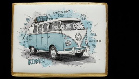 Lukrowane Ciastko Prezent MOTO Fana Kombi Nostalgii AUTO dla Mężczyzny