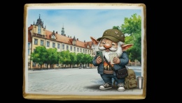 Ciastko lukier Pamiątka   Krasnal Turysta i Słodka Wyprawa po Wrocławiu