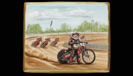 Ciastko lukier Pamiątka  Krasnal na motocyklu  Wrocławski speedway w cias