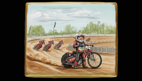 Ciastko lukier Pamiątka  Krasnal na motocyklu  Wrocławski speedway w cias