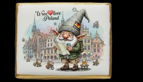 Ciastko lukier Pamiątka Krasnal wrocławski gotowy na przygody 

Poznaj