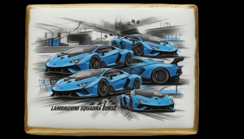 Lukrowane Ciastko Prezent MOTO Fana LAMBRGHINI SQUADRA CORSE AUTO dla Mężczyzny