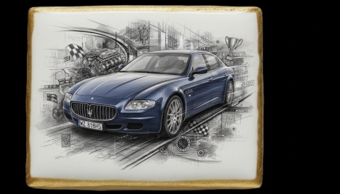 Ciastko lukier Auto Fan PASJA  Maserati w ruchu