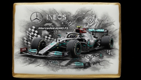 Ciastko lukier Auto Fan PASJA MercedesAMG F1
