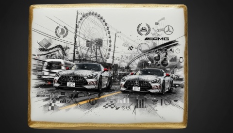Ciastko lukier Auto Fan PASJA Mercedes AMG w akcji